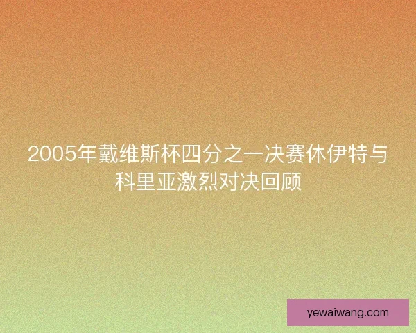 2005年戴维斯杯四分之一决赛休伊特与科里亚激烈对决回顾